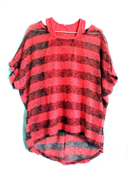 ** SALE ** 2 Piece High Low Dark Pink Top Size 34/36