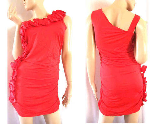 " LAST ONE Clearance " Stunning Satin Petal Cocktail Dress Red Size 36-38