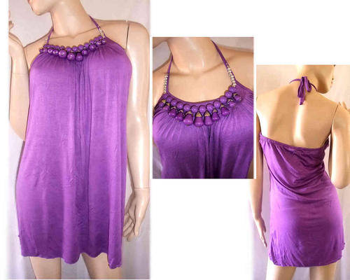 Juicy Grapes Stylish Halter Neck Long Top/Dress Cotton Size 34/36