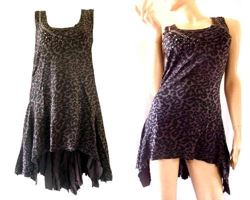 Elegant Must Have High Low Top Dress Sequins Charcoal/Black Size 36/38