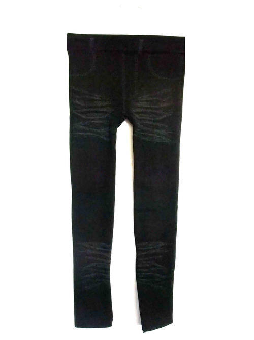 Warm Leggings Print Stretchy Black