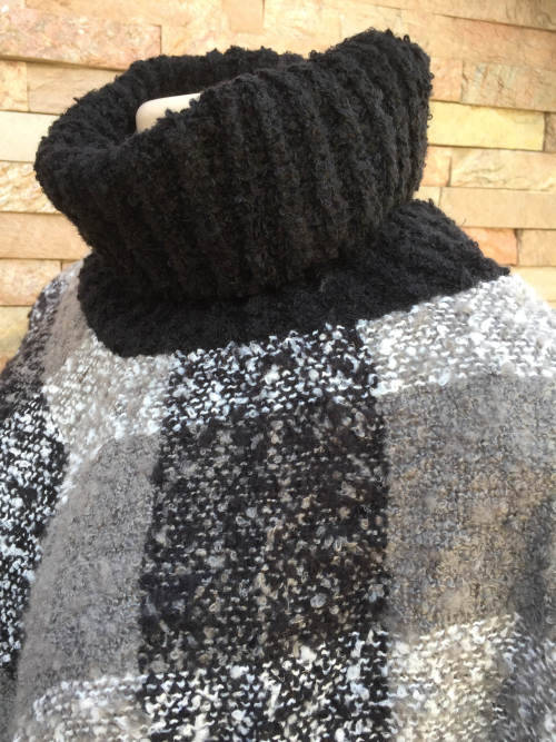 Acrylic Turtleneck Poncho One Size Color Black
