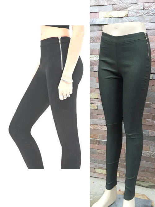 Both Sides Zip Pants Leggings Color Olive Green Size 32