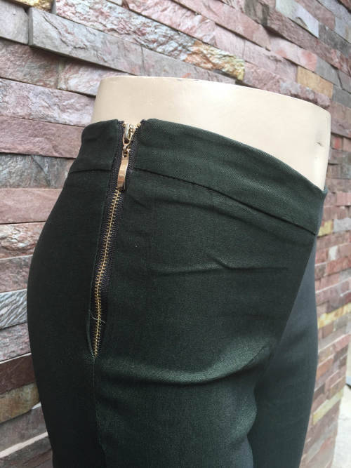 Both Sides Zip Pants Leggings Color Olive Green Size 32