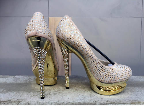 SALE **  Stunning Party Platform Pumps Color Tan Size 37
