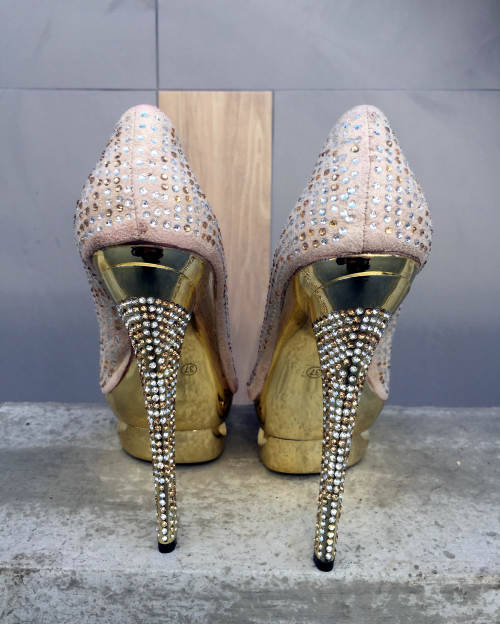 SALE **  Stunning Party Platform Pumps Color Tan Size 37