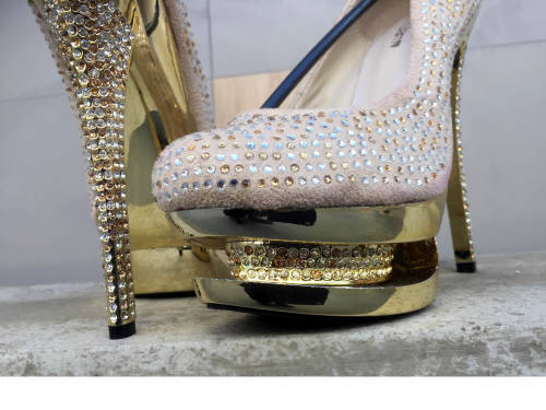 SALE **  Stunning Party Platform Pumps Color Tan Size 37