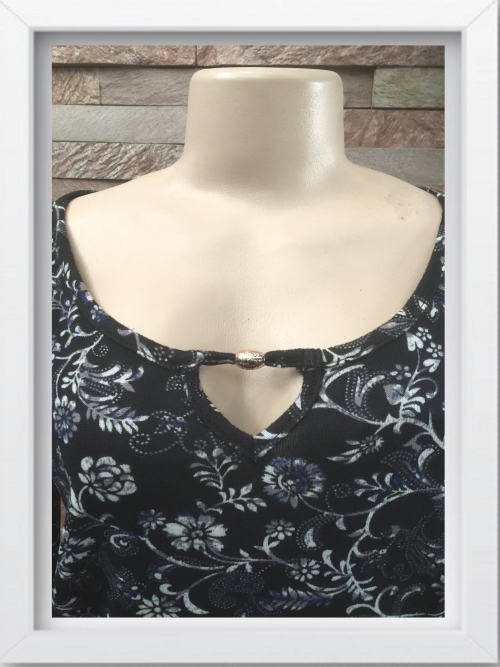 Floral Tunic Long Sleeve Top Color Black Size L