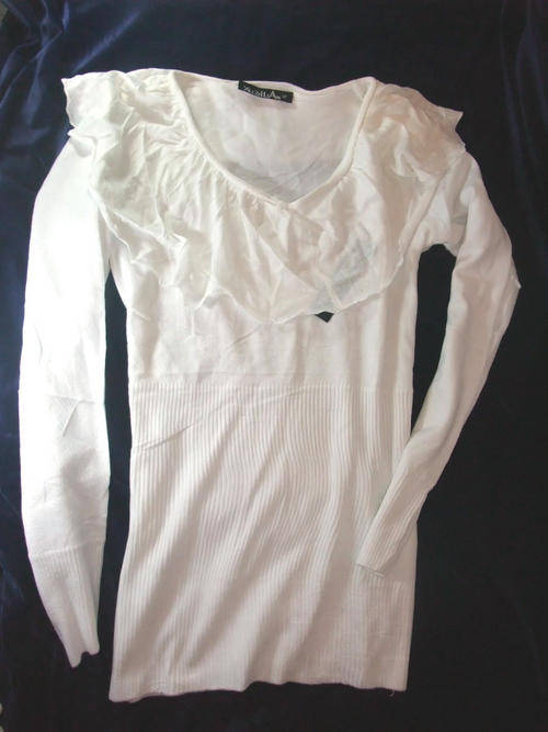 Sexy Simple Lotus Leaf Collar White Top