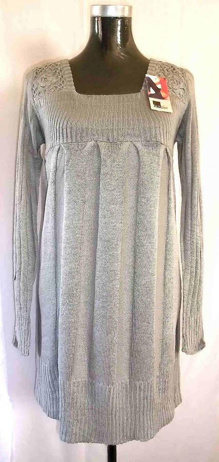 ELEGANT KNITTED WOOL DRESS - Grey