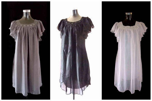 Elegant Chiffon Dress Jewel Front 2 Colors Available Sizes:34-40