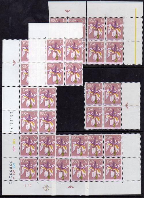 1974 RSA 1c Def.  Unusual Minisheet of all 4 corners plus 4 arrows. MNH