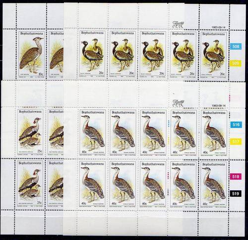 1983 BOP Birds of the veld complete set in full sheets. MNH
