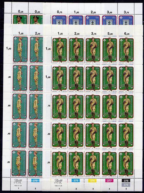 1982 BOP BOYS SCOUT 75 complete set in full sheets. MNH