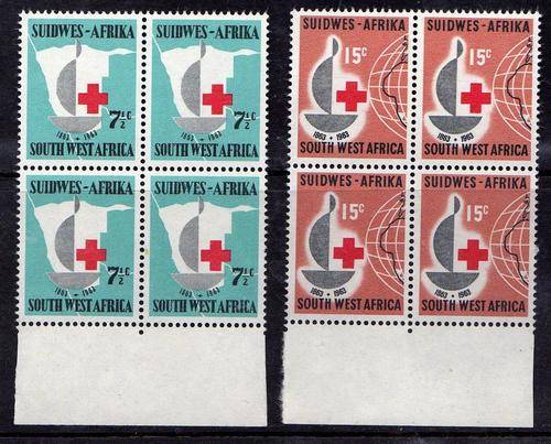 1963 SWA POSVARS ROOIKRUIS  4-BLOK STEL. ONGEMONTEERD