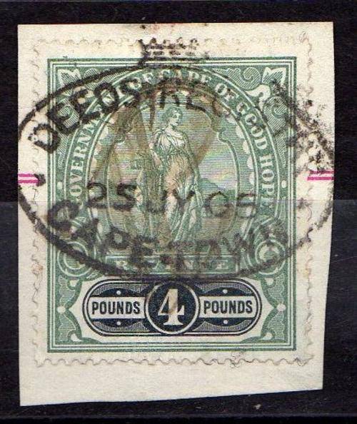 1902 KAAP INKOMSTE 4 pond STAANDE HOOP op FRAGMENT.