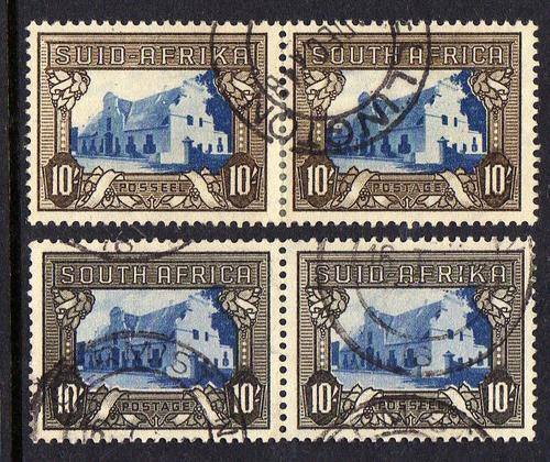 1939 SA 10 shilling x 2. one with MISSING CLOUDS. VFU