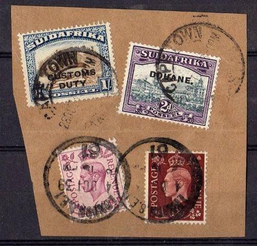 1930 SA CUSTOMS SCARCE top value on fragment
