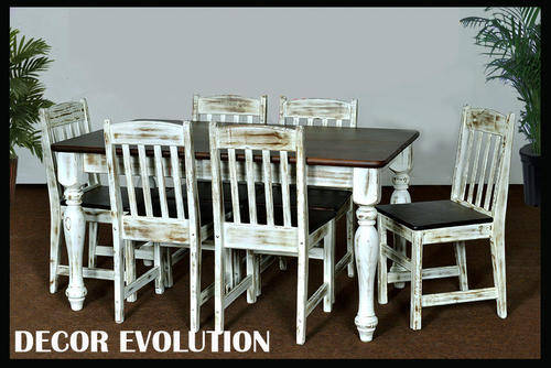 6 Seater Dining room Suite - 1500 x 900 table + 6 x Slatted Chairs French finish