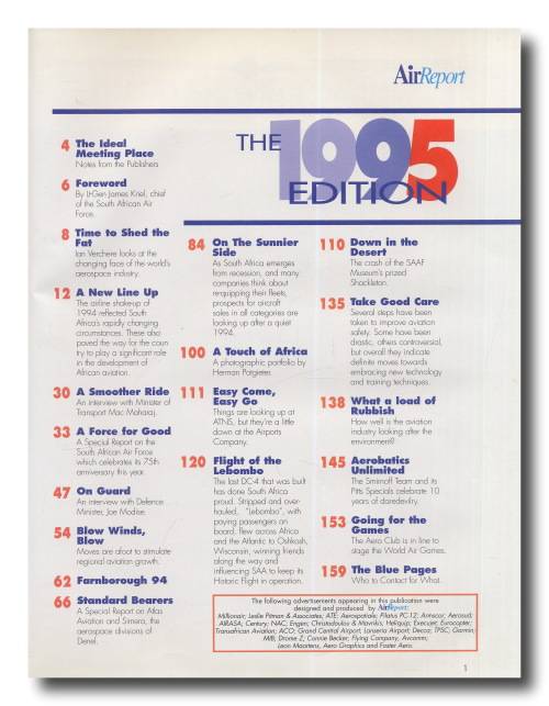 Air Report 1995 - South Africa`s Aerospace Yearbook