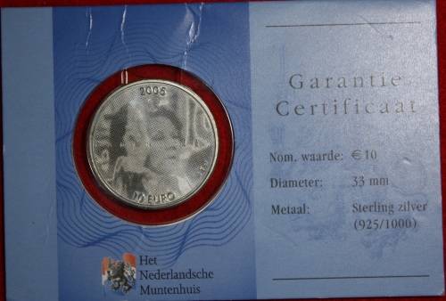2005 Netherlands 10 Euro Coin (Sealed) sterling silver (92.5%) coin - Brilliant Uncirculated