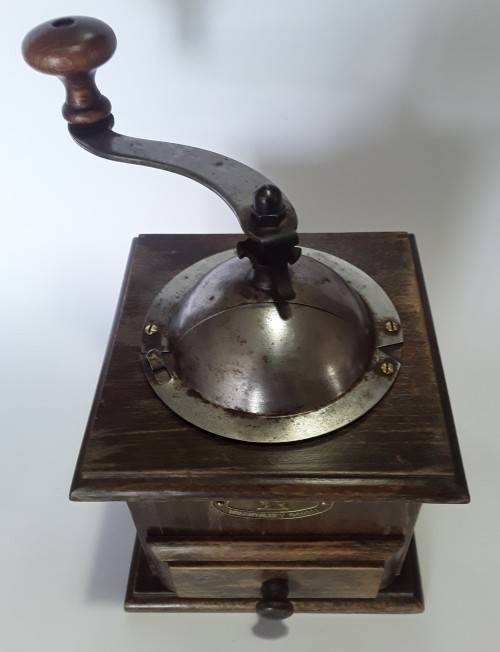 A vintage French `Peugeot Freres` coffee grinder / mill.