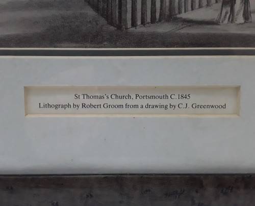 Investment! 19th Century Robert Groom lithograph of St. Thomas Church, Portsmouth.  Circa 1845.