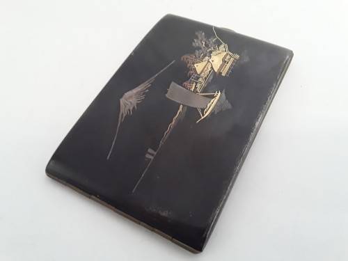 Vintage Japanese Damascene 24k gold inlaid cigarette case.
