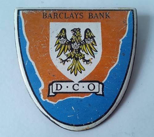 Vintage Barclays Bank `D.C.O` metal sign.