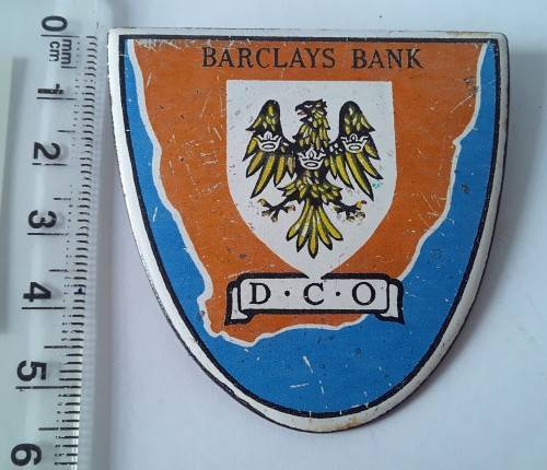 Vintage Barclays Bank `D.C.O` metal sign.