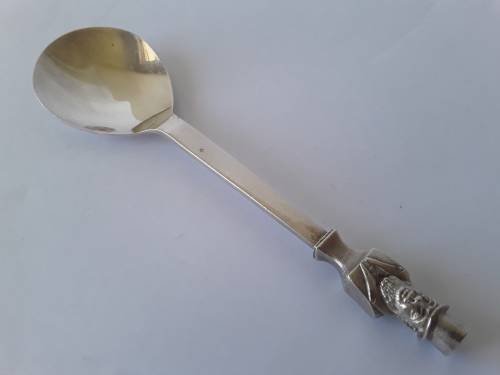 Solid silver Paul Kruger Spoon to commemorate `Battle of Amajuba`. Cape Mint. 925. 39.73 grams.