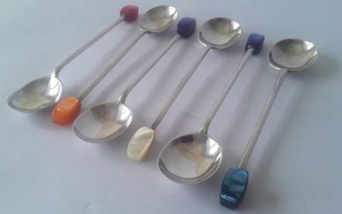Art Deco 1932 Solid Silver Coffee Bean Spoon Set by James Deakin and Sons, Sheffield.