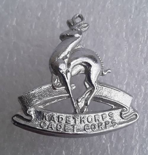 SA Cadet Corps Badge (Silver Metal). Lugs intact.
