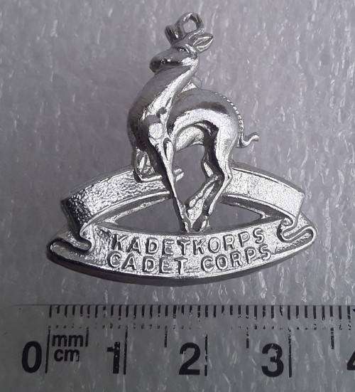 SA Cadet Corps Badge (Silver Metal). Lugs intact.