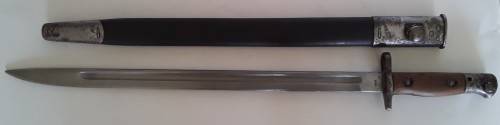 WW1 Pattern 1907 Sword Bayonet By Sanderson With Scabbard.  Dated 1918.