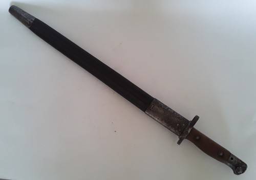 WW1 Pattern 1907 Sword Bayonet By Sanderson With Scabbard.  Dated 1918.
