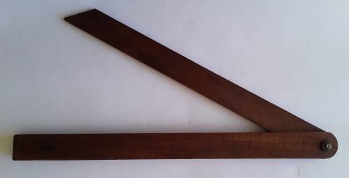 Large Antique Wooden Bevel Angle. Solid Rhodesian Teak.