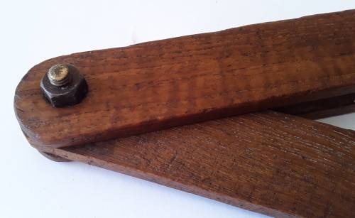 Large Antique Wooden Bevel Angle. Solid Rhodesian Teak.