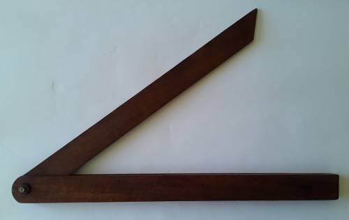 Large Antique Wooden Bevel Angle. Solid Rhodesian Teak.