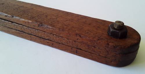 Large Antique Wooden Bevel Angle. Solid Rhodesian Teak.