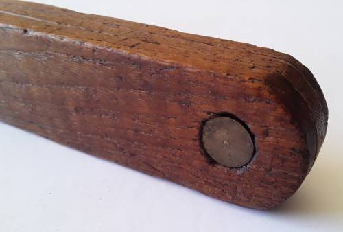Large Antique Wooden Bevel Angle. Solid Rhodesian Teak.