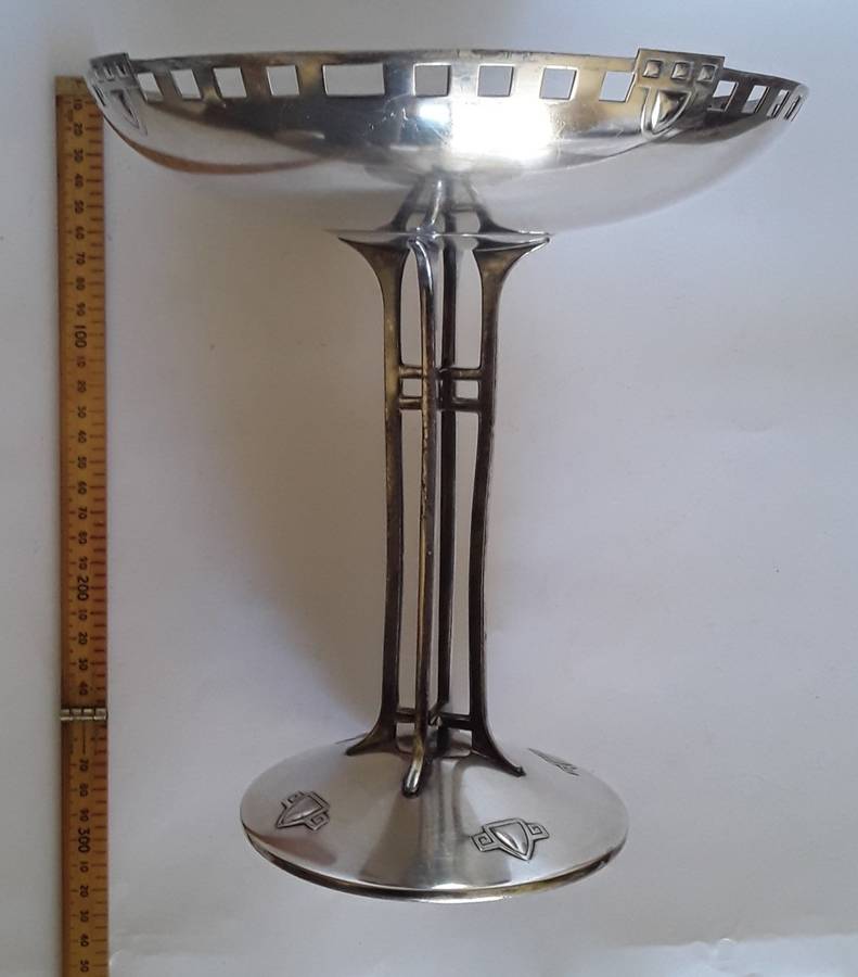 Circa 1910 Arts And Crafts Movement Silver Plated Comport. Attributed To WMF.