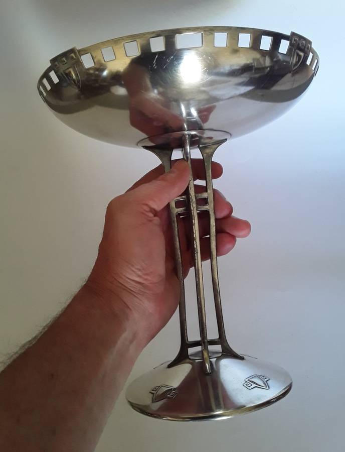 Circa 1910 Arts And Crafts Movement Silver Plated Comport. Attributed To WMF.