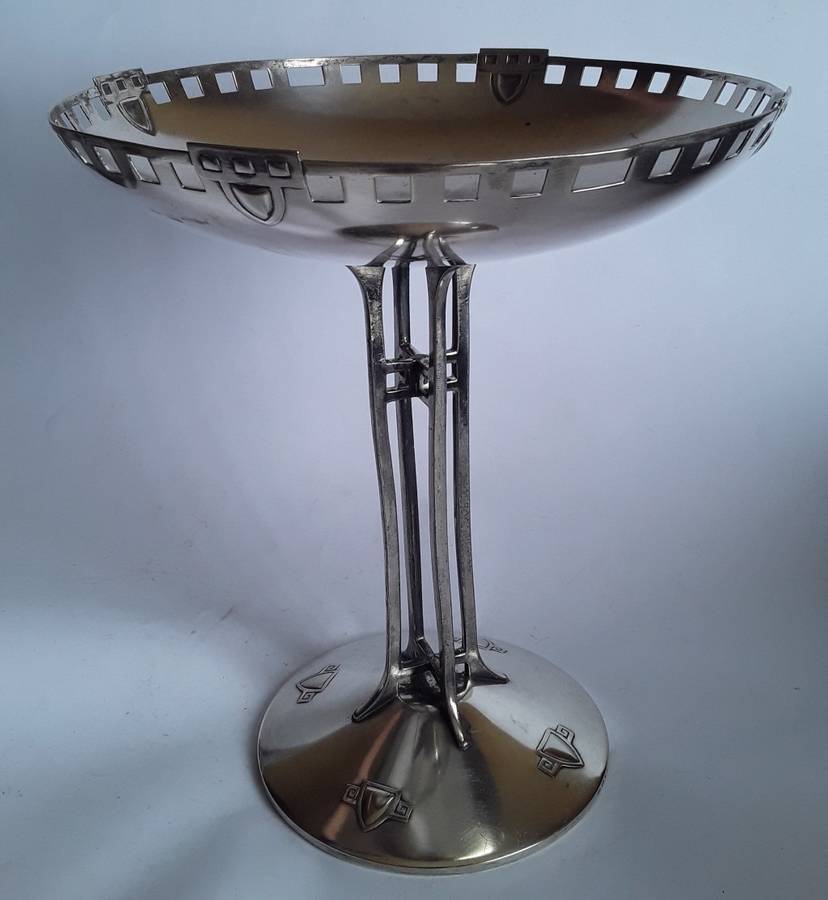 Circa 1910 Arts And Crafts Movement Silver Plated Comport. Attributed To WMF.