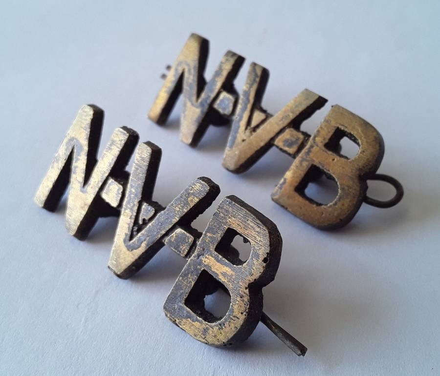 Pair SA WW2 National Volunteer Brigade Shoulder Titles. Lugs Intact.