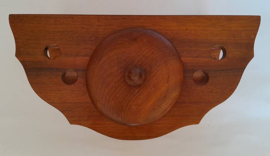Vintage Solid Wood Pipe Stand For 4 Pipes With Tobacco Jar.