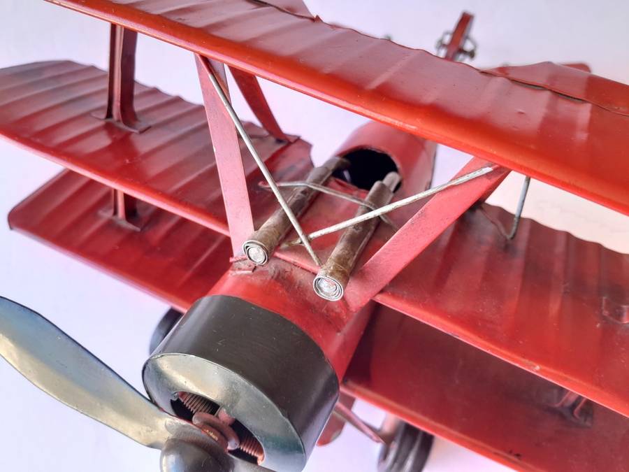 Vintage Metal Fokker DR-1 `Red Baron` Triplane Model. 31 x 25 cm.