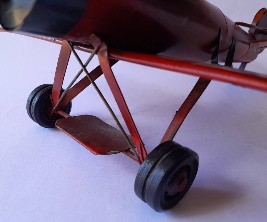 Vintage Metal Fokker DR-1 `Red Baron` Triplane Model. 31 x 25 cm.