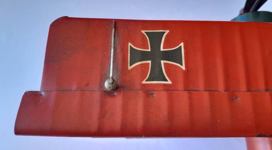 Vintage Metal Fokker DR-1 `Red Baron` Triplane Model. 31 x 25 cm.