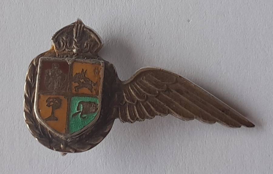 Very Rare Solid Silver WW2 SA Airforce Navigator Mess Dress Lapel Badge.